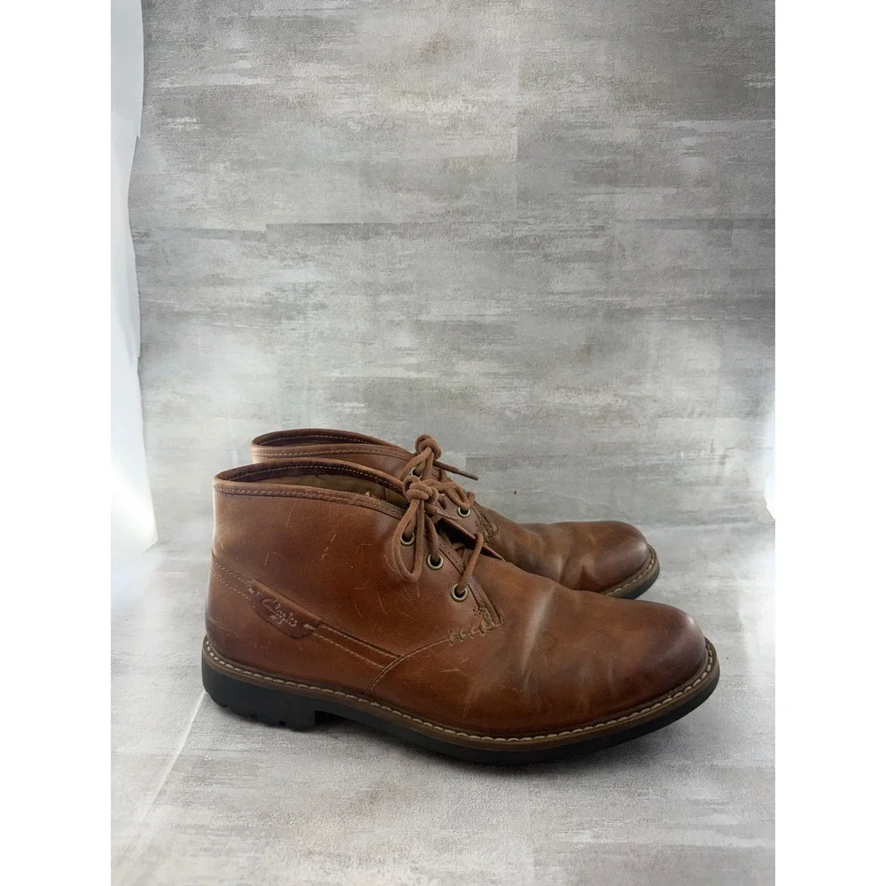 Clarks Men Brown Leather Chukka Boots 26103252 Lace Up Lug Sole Size 9M